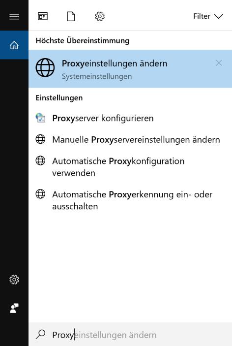 Abbildung 10: Aufruf der Proxyeinstellungen unter Windows 10 3.