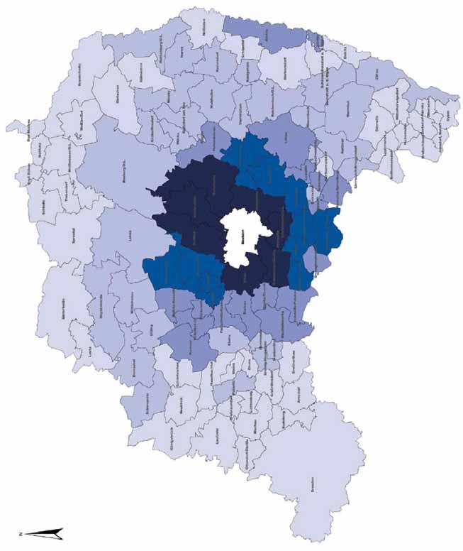2.10 Karte Pendlereinzugsgebiet der Stadt Bautzen Anteil der Auspendler in die Stadt Bautzen an allen Auspendlern einer Gemeinde.