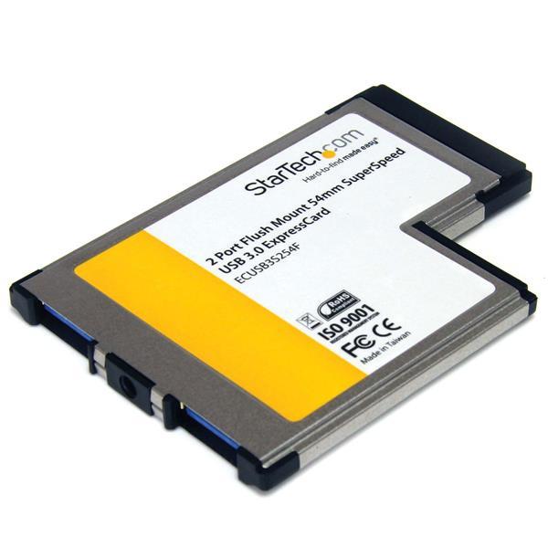 2 Port USB 3.0 ExpressCard 54mm mit UASP Unterstützung Product ID: ECUSB3S254F Mit dem bündig eingebauten 2-Port-USB 3.