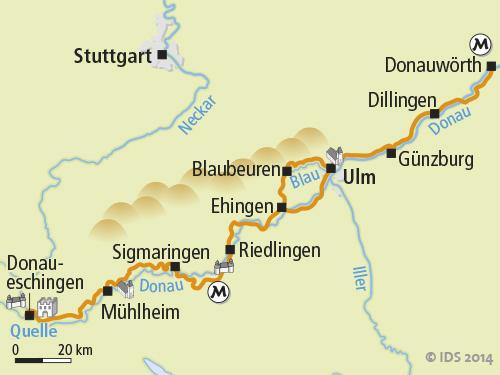 1. Tag Donaueschingen Anreise Reisen Sie frühzeitig an, denn es lohnt sich. Wer war schon an der Quelle eines so großen Stromes? Die Schlossquelle bildet den Ausgangspunkt des Donau-Radweges.