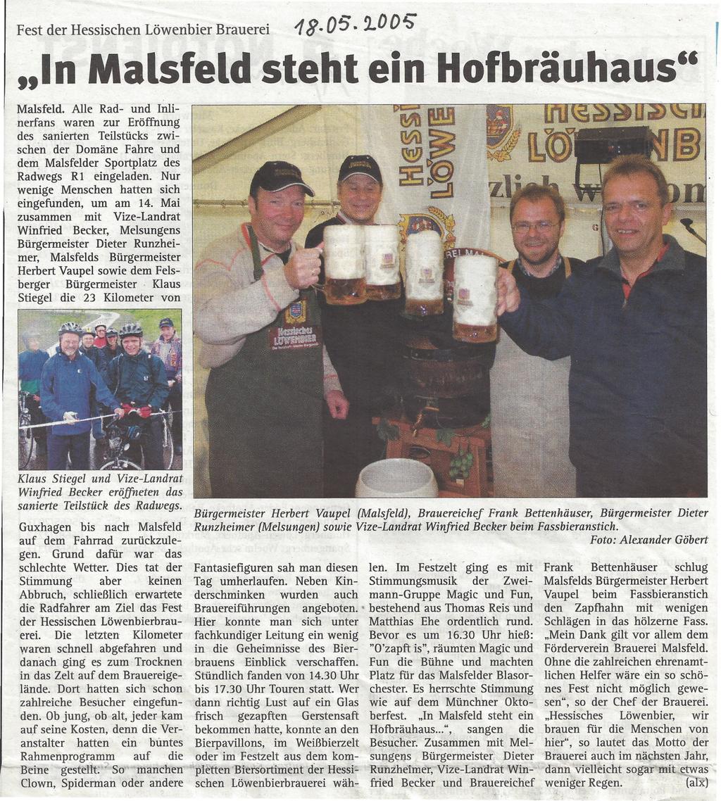 Fest der Hessischen Löwenbier Brauerei 18-05. 2..00;; "In Malsfeld steht ein Hofbräuhaus" Malsfeld.