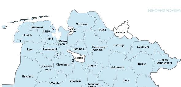 14 13 11 9 Ausgangslage: herangezogene Kommunen 12 kreisfrei: = örtlicher Träger 1 Emden 2 Delmenhorst 3 Stadt Oldenburg 4.