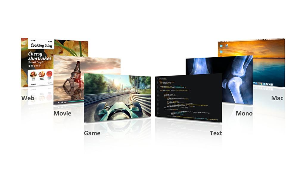 Full-HD 1080P Optimale Anzeigebedingungen Der exklusive ViewMode von ViewSonic bietet spezielle Voreinstellungen für verschiedene Nutzungsszenarien, darunter die Modi Spiel, Film, Web, Text, Mac und
