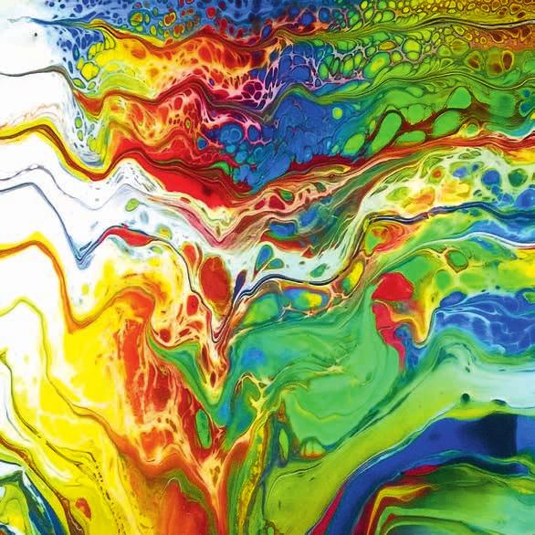 57 Crazy Acryl Wilde Acrylexperimente ob Liquid Acryl (stark verdünnte Acrylfarbe die auf den Malgrund gegossen wird), Pouring oder Dirty Pouring (gestürzt aus dem Becher), Acryl-Kleister-