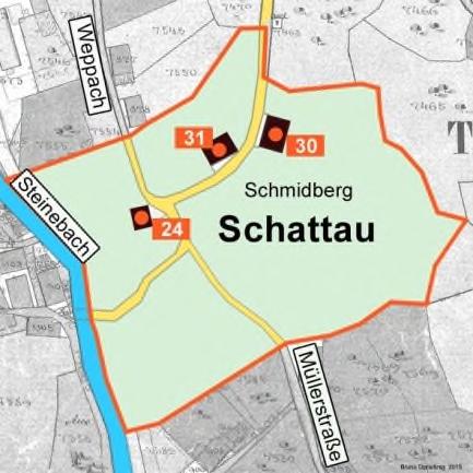 Ortsteil "Schattau" mit Hausgeschichte "Bergstraße 24/881" 13.12.
