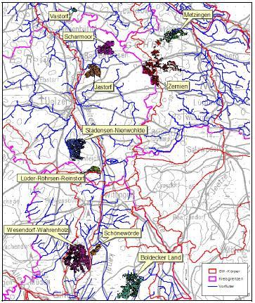 Erste Projektideen Maßnahmen Dahlenburg 2-3 Speicherbecken für 2000 3000 ha Ergänzend: 1500-2000 ha aus Elbeseiten Kanal(ESK) Klarwasser- und