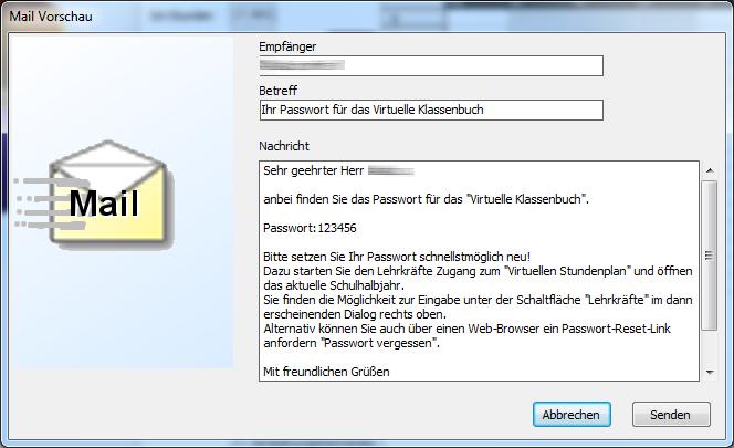 Fehlt eine Emailadresse oder die Option interne Emailadressen verwenden ist deaktiviert, so erfolgt die Eintragung der Emailadresse mit <Kürzel>@<Maildomäne>. Die Maildomäne kann z.b. bbs-me.de sein.
