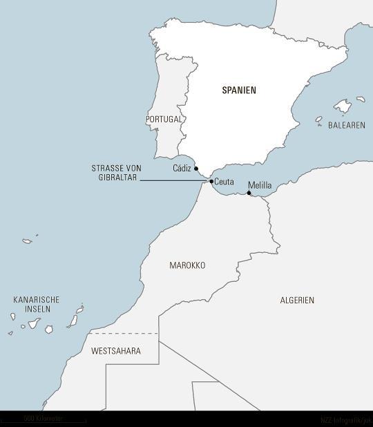 Fluchtmigration international Neue Fluchtrouten (I) durch Marokko nach Spanien Die Meerenge von Gibraltar nach Europa wird wieder stärker als Fluchtroute genutzt.