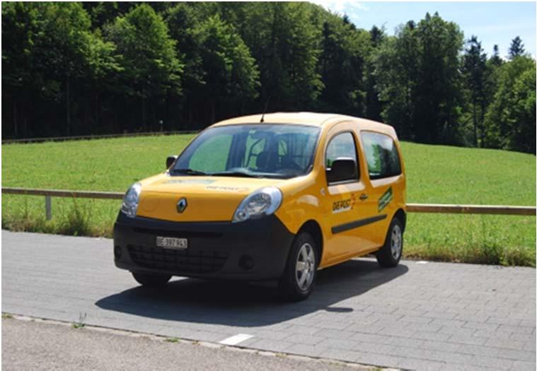Elektrolieferwagen Renault Kangoo ZE Projekt NFTHE Bei PostMail werden seit 2012 zehn elektrisch betriebene Lieferwagen eingesetzt.