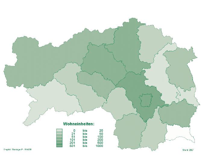 Raumplanung Steiermark Geplante Wohneinheiten für Geschossbauten nach Bezirken Wohnbautisch - Verteilung der