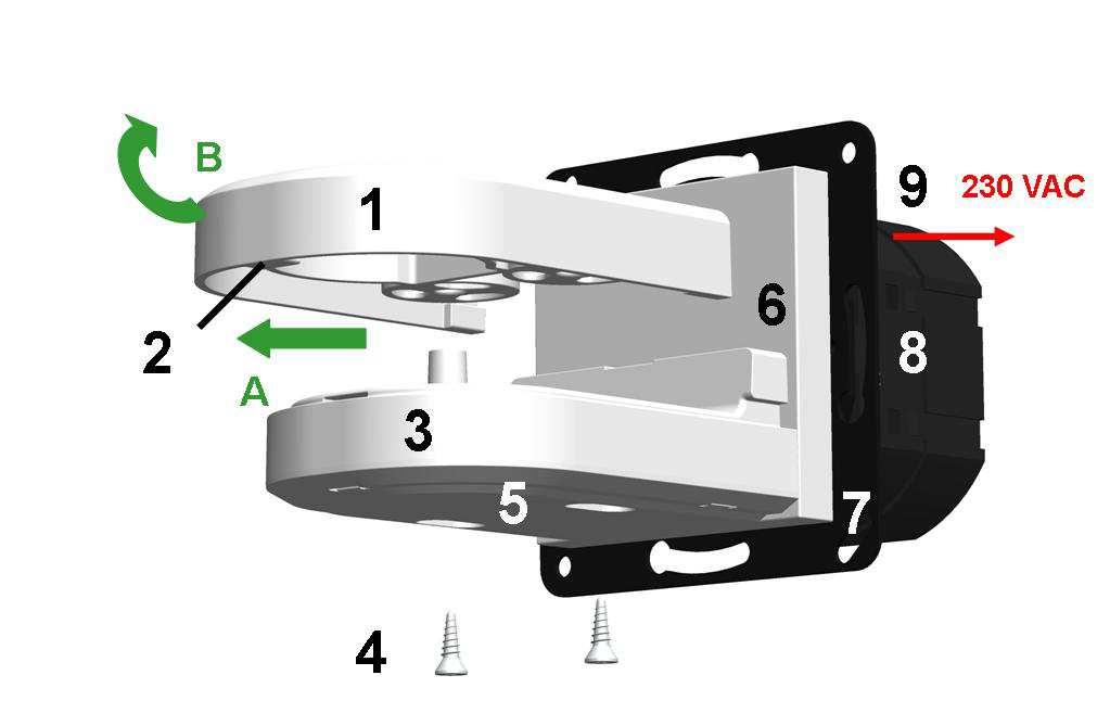 Höhendifferenzen zwischen Frontplatte und Rahmen können durch mitgelieferte Ausgleichsrahmen ausgeglichen werden. Die Abmessungen der Frontplatte sind 55 x 55 mm.