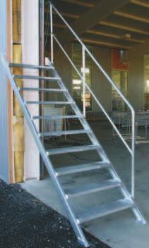 Typ 495000 Treppe aus Aluminium 4 Stufentiefe: 200 mm Stufenbreite: 600 / 800 / 1000 mm Stufen aus Alu längsgerillt Inkl.