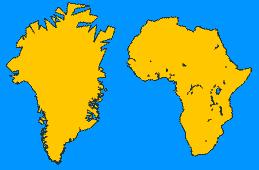 Unterschiede Größenvergleich zwischen Grönland