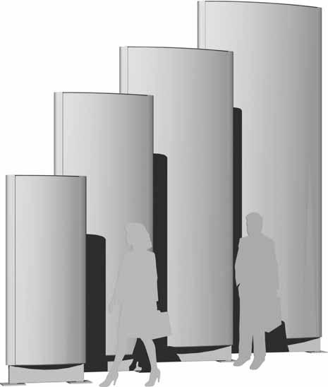 rung Beschriftungsmöglichkeit Größen und Farben Pylone mit durchgehender Beleuchtung sind in vier verschiedenen Breiten und Höhen erhältlich.