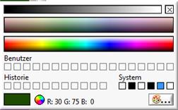 1a 1b 2a 1c 2b Liste für die Farbgebung der Komponenten: 1a Name der Komponente. Dieser Eintrag kann nicht verändert werden. 1b Farbgebung für die entsprechende Komponente.