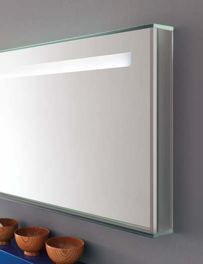 EXTRALIGHT GLASS INTEGRATED WASHBASIN - MIRROR WITH TRANSPARENT GLASS SIDES L 210 P 50