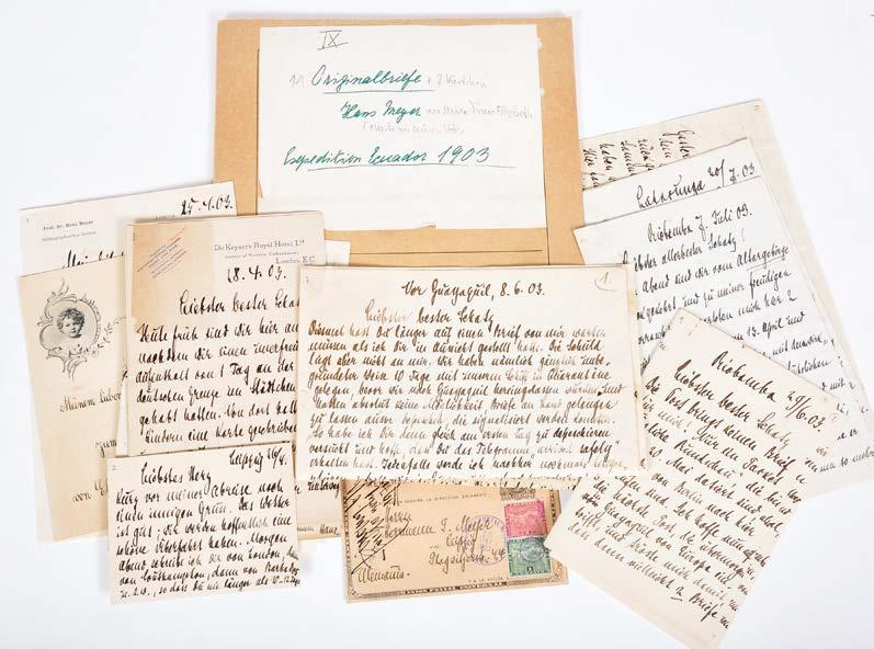 Danach Briefe an Elisabeth von seiner Reise zu den Vulkanen Ecuadors. Hans Meyer schreibt von Guayaquil, von Riobamba und dann vor der Besteigung und nach der Besteigung des Chimborazo.