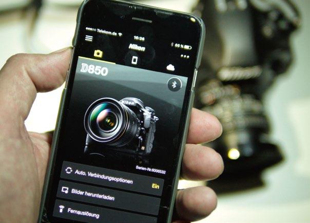 33 DRAHTLOS-BRÜCKE, DIE ZWEITE Nikon hat mit der zweiten Snapbridge-Version das Fernsteuern der Nikon-SLRs per Smartphone-App vereinfacht. Thorsten Wulff hat die App mit der D850 für uns ausprobiert.