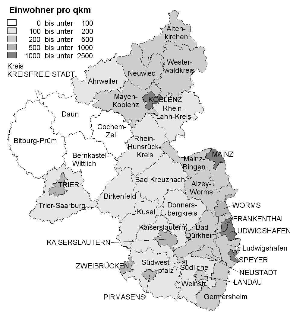 1 5.9 Landkreise und Bevölkerungsdichte in Rheinland-Pfalz