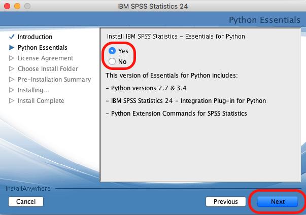 Installation der Software Zunächst haben Sie die Auswahlmöglichkeit das Zusatzpaket Essentials for Python ebenfalls zu