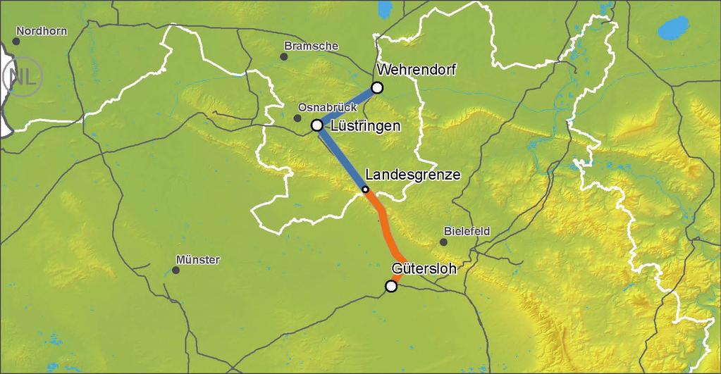 34 EnLAG Nr. 16 Wehrendorf -Gütersloh Das EnLAG-Vorhaben Nr.16 aus dem niedersächsischen Wehrendorf ins nordrhein-westfälische Gütersloh steht im Zusammenhang mit dem EnLAG-Vorhaben Nr.