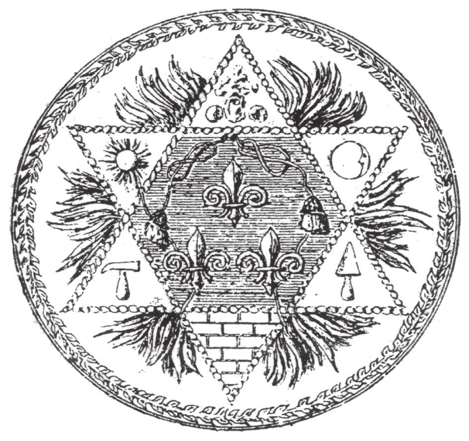 Fig. 1. Desen după amprenta sigiliului lojii Zu den drei weißen Lilien din Timişoara Găsim desenul și descrierea sigiliului în lucrarea lui Abafi 31.
