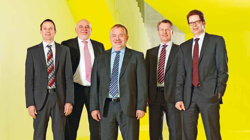 Umsichtige Unternehmensführung: die Geschäftsleitung von Energie Wasser Bern. Von links: Marcel Ottenkamp, André Moro, Daniel Schafer, Jörg Ryser, Urs Balzli.