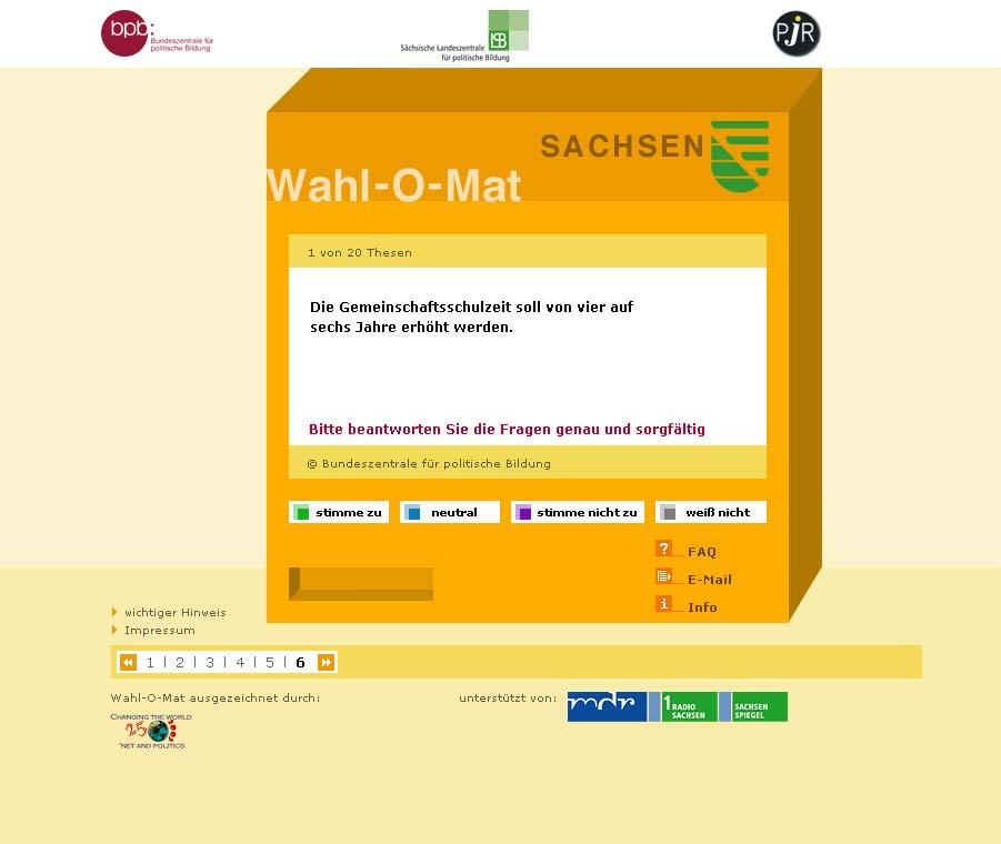 Wahl-O-Mat Didaktische Tools Ausgabe zur Landtagswahl Sachsen 2004
