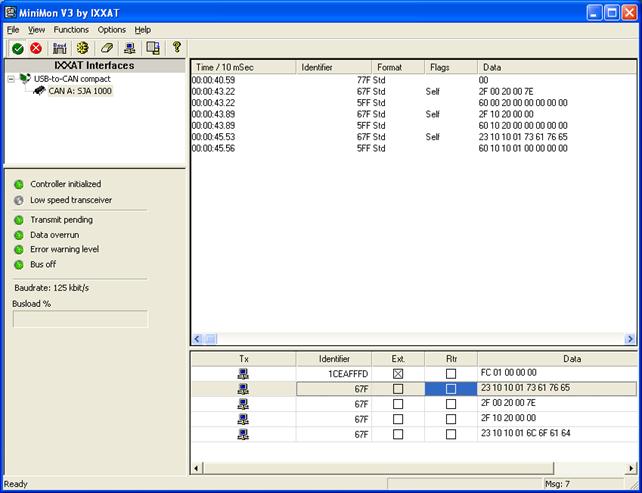 Spezifikation des CANopen-Ausgangs Beispiele Die Beispiel Protokolle wurden erzeugt mit dem USB-to-CAN-PC-Interface mit CAN-Monitor mini- Mon (IXXAT Automation GmbH, D-88250 Weingarten).