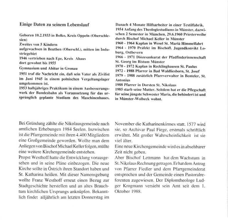 Einige Daten zu seinem Lebenslauf Cebore[ 10.2.1933 in t]rnko. Kreis Opp ln (Oberschl - Zweites von 5 Kindern aufgewachsen in Beulhen (Oberschl.).