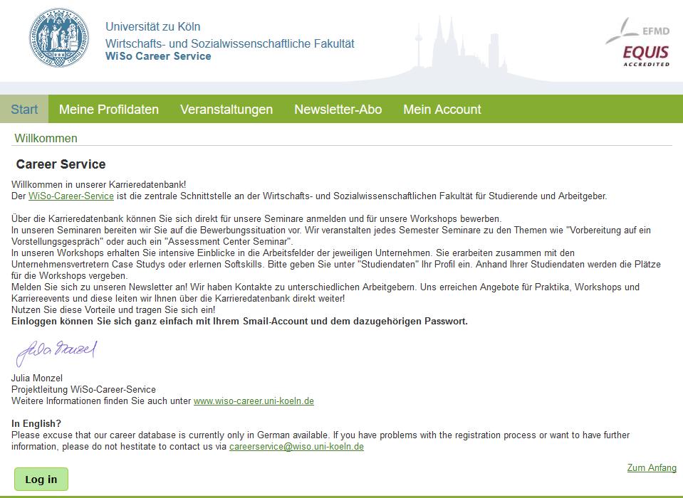 Karriere-Newsletter University of Cologne Faculty