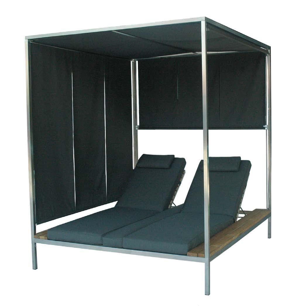 Lounge Bed Lounge Bed Gestell Edelstahl mit recycled Teak S 4.490,00 3.790,00 Behänge an allen drei Seiten beweglich Alle Stoffe inkl.