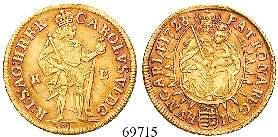 Stehender Herrscher / Strahlende Madonna auf Mondsichel, darunter kleines Wappen. Gold. Friedb.