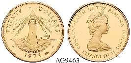AG9463 69570 20 Dollars 1971. Leuchtturm. Gold. 7,48 g fein.
