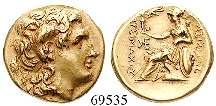 , hält Speer und Bogen / Längliches inkuses Quadrat. Gold. Carradice 27-31; SNG Cop.274. ss 2.700,- 68618 69535 Stater 336-323 v.chr., Amphipolis. 8,56 g. Kopf der Athena r.