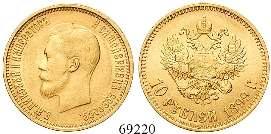 ; leicht berieben, ss+/ss-vz 600,- 5 Rubel 1898. Gold.