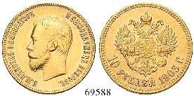 ss-vz 210,- 44284 Nikolaus II., 1894-1917 15 Rubel 1897. Gold.