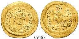 Feilspur am Rand; Kratzer auf Rs., f.ss 2.700,- BYZANTINISCHE MÜNZEN BYZANZ Anastasius I., 491-518 Solidus 491-498, Constantinopel.