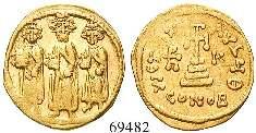 Stempelfehler auf Vs.; leicht korrodiert, vz+/vz 520,- Solidus 602-610, Constantinopel. 4,46 g.