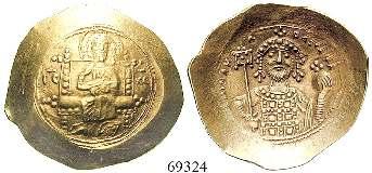 Kreuzglobus. Gold. Sear 1868. ss-vz 490,- 69201 Solidus 654-659, Constantinopel. 4,42 g. Gekrönte Büsten von Constans II.