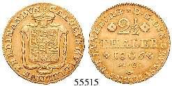 min. justiert, f.vz 1.200,- Karl Wilhelm Ferdinand, 1780-1806 2 1/2 Taler 1806, Braunschweig MC. 3,29 g. Gold. Friedb.727; Schl.168.2; Divo/S 45. ss-vz 1.