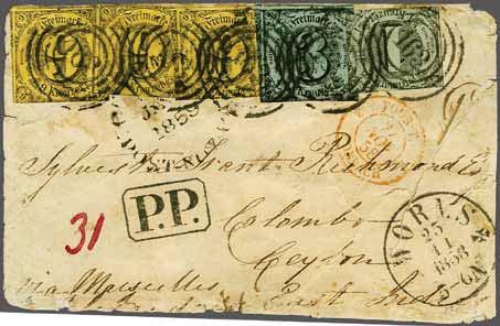 "STADTREMDA 21/8 1862", versandt nach Weimar 7a+ 10b+ 12a 6 2'500 ( 2'125) ersten Briefkreis mit Vorausbezahlung des Ortsbestellgeldes. (Photo = 119) 13+ 15 6 150 ( 130) 1859/63: 5 Sgr.