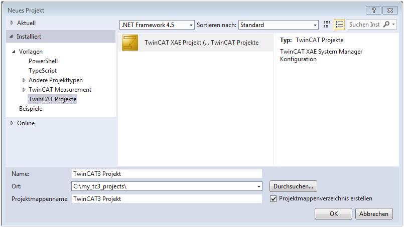 Abb. 94: Neues TwinCAT 3 Projekt erstellen Im Projektmappen-Explorer liegt sodann das neue Projekt vor: Abb.