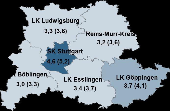 zivilen Erwerbspersonen; Werte in Klammer