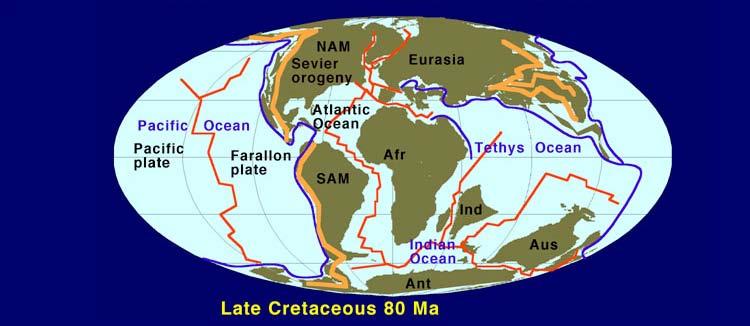 Die Krustenverkürzung im Tethysbereich begann im Albian.