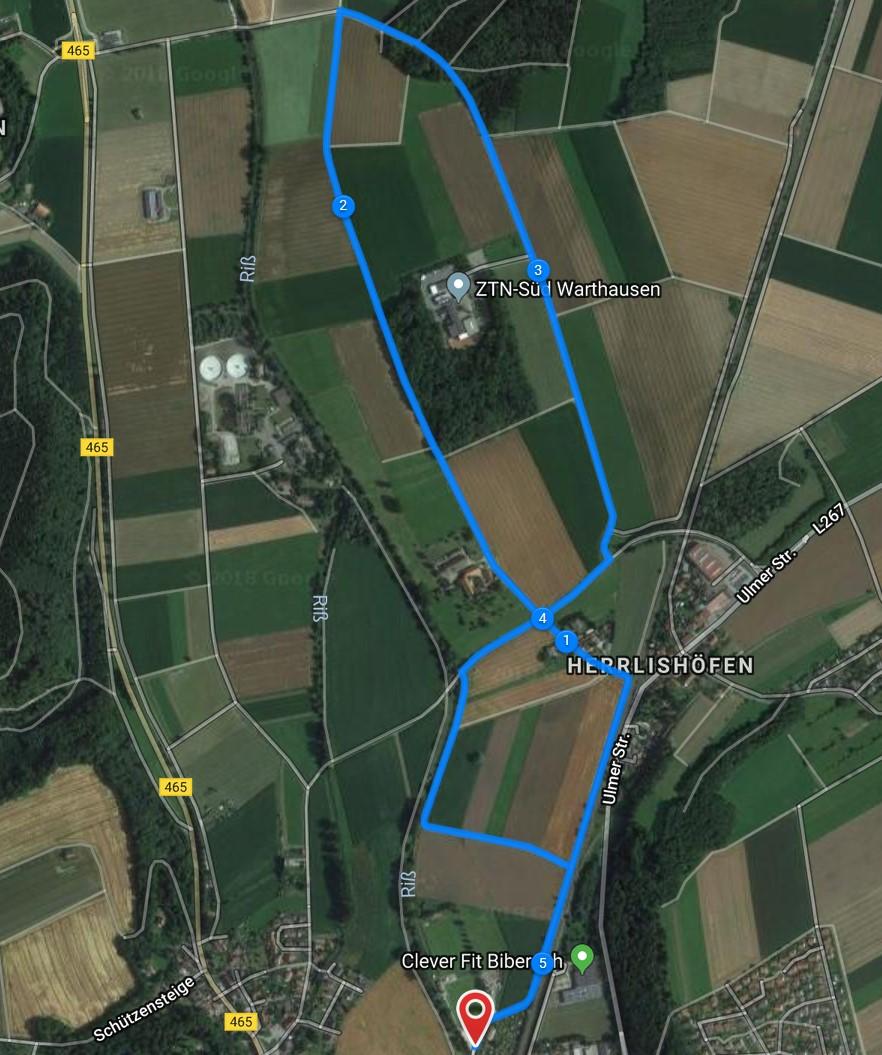 Duathlon: Laufen 5,2 km oder Nordic Walking 5,2 km (Quelle: Google Maps) Im