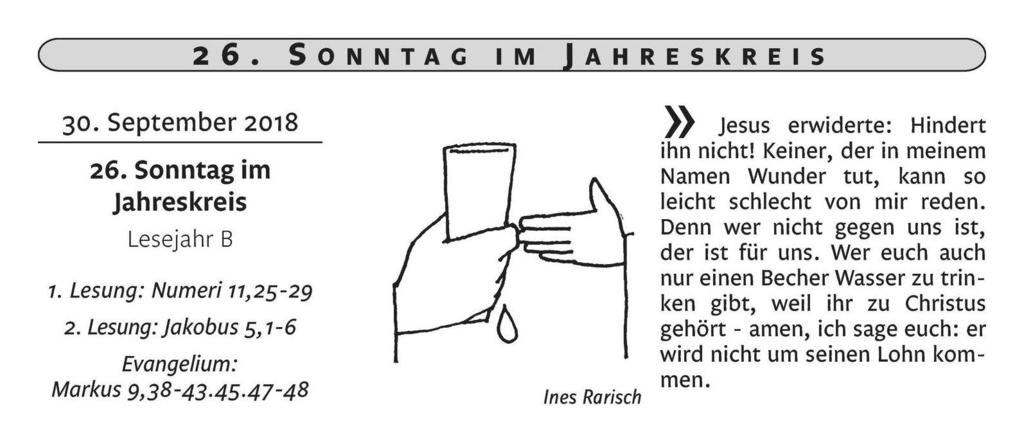 Falkenberg 14.00 Feier der Trauung Wiesau 17.45 Beichtgelegenheit bis 18.15 Wiesau 18.00 Rosenkranz Wiesau 18.30 Vorabendmesse f. alle + der Pfarrei Wiesau Sonntag, 30.09. 26.