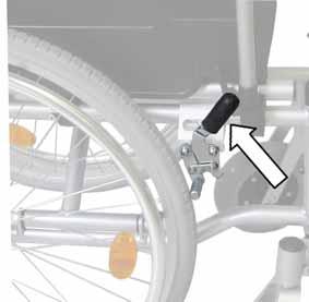Im Stillstand betätigen Sie die Feststellbremse (Reifenbremse) durch nach-vorn-drücken bis diese selbständig hält Nun steht der Rollstuhl sicher, Sie können jetzt