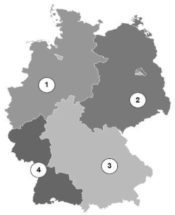 Frage 176 Wie waren die Besatzungszonen Deutschlands nach 1945 verteilt?