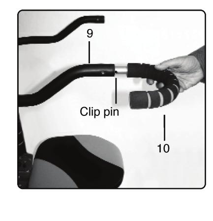 5. Stecken Sie die Griffe (#0) in die Armbügel (#9),